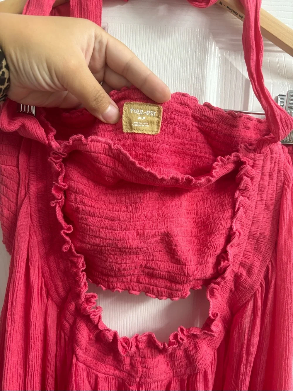Free People Kauri Maxi Dress Boho Gauzey Free-est Tiered Smocked Medium Pink